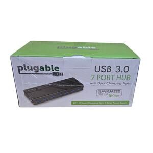 plugable 7 Port Hub USB 3.0 w/ Dual Charging Ports Superspeed 5Gbps 36W 36 Watt